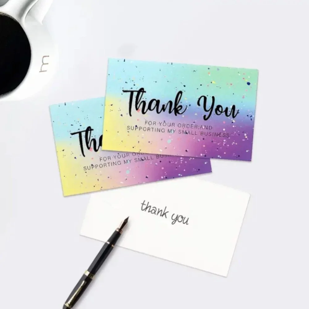 50pcs Colorful Confetti Thank You Cards